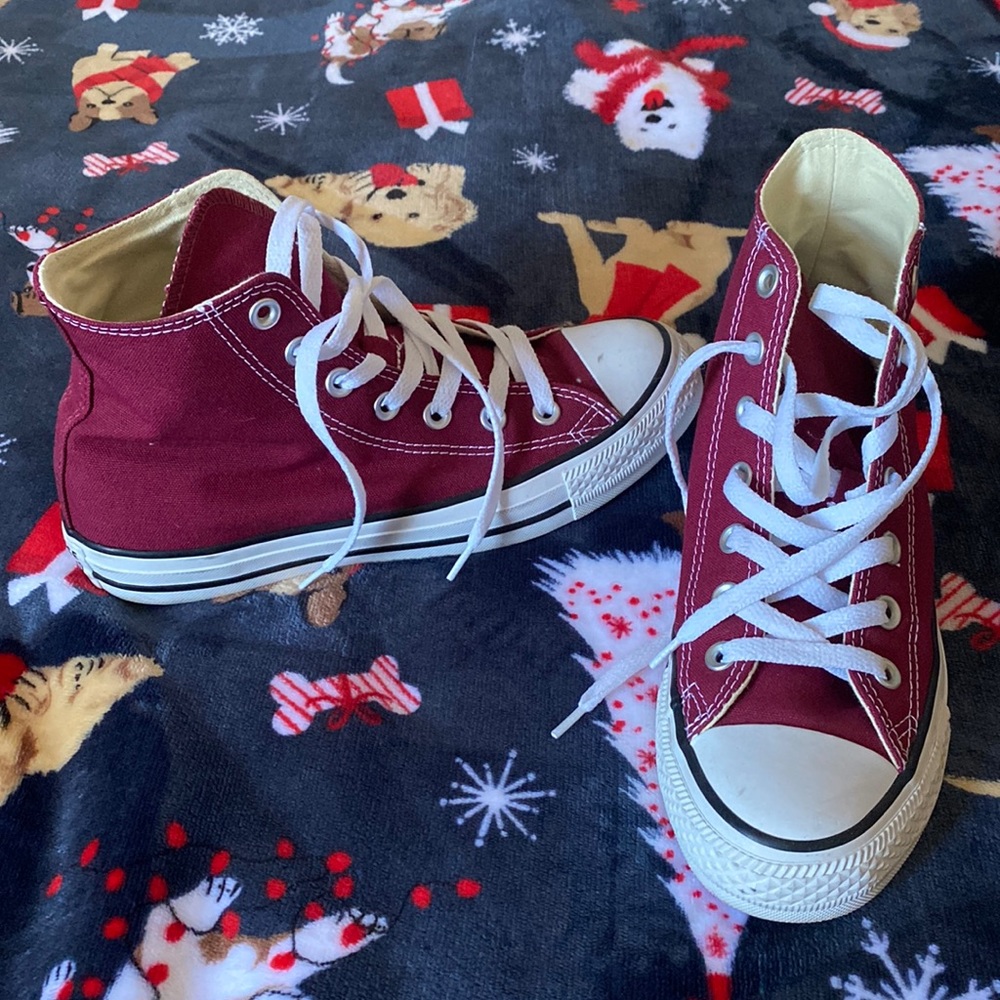 Maroon High Top Converse